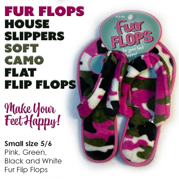 ValMarie Shoes - Fur Flops
House Slippers Soft Camo Flat Flip Flops